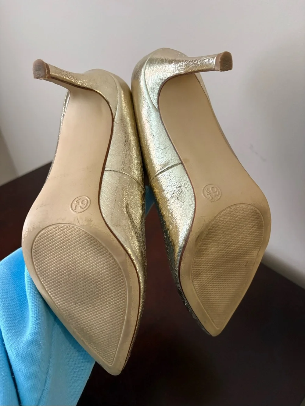A New Day Gold Pointed-Toe Leather High Heel Pump Sz 6.5